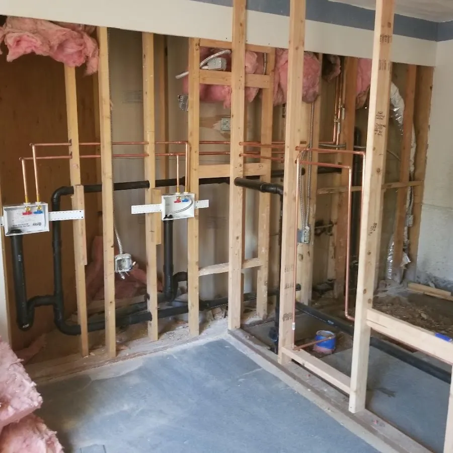 Copper pipe rough-in and plumbing installation in Albany